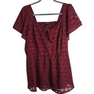 Torrid Top Babydoll Top Sweetheart Neckline Top Chiffon Blouse Women 0X Red NEW